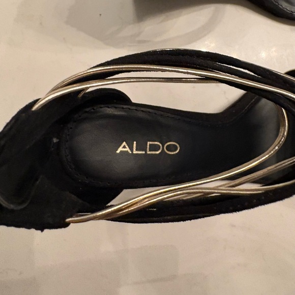 Aldo Women's Black and Silver Wedge Sandals - Picture 2 of 5